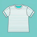 short-sleeved horizontal-striped t-shirt of white and aqua image